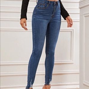 High waist Distressed Ankle Skinny Jeans